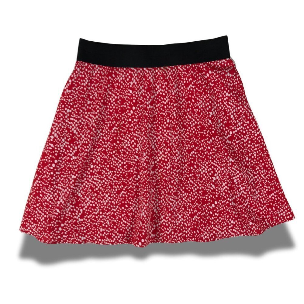 Kids Girls AQUA Red/White Spotted Knit A-Line Skirt Size XL